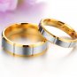 Set of Retro Groove Gold Edge Titanium Stainless Steel Couple Ring Band
