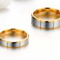 Set of Retro Groove Gold Edge Titanium Stainless Steel Couple Ring Band