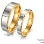 Set of Retro Groove Gold Edge Titanium Stainless Steel Couple Ring Band