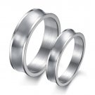 Set of Stainless Steel Couples Concave Plain Band Ring