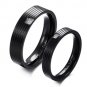 Set of Black Stripe CZ Stainless Steel Couple Wedding Engagement Rings Band