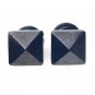 Pair Surgical Stainless Steel Pyramid Black Earrings Stud Mens/Ladies