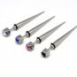 4pc/Lot Surgical Stainless Steel Plug 6mm Long Spike Gem Taper Ear Stud Punk Biker Gothic Men