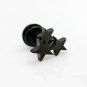 Pair 3-stars Tile-Up Surgical Stainless Steel Black Earrings Stud Mens/Lady's