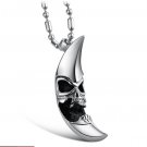 316L Titanium Stainless Steel Evil Moon Pendant Necklace Mens