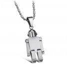 316L Titanium Stainless Steel Mens Robot Pendant Necklace