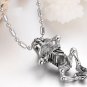 316L Titanium Stainless Steel Creep Skull Skeleton Pendant Necklace, Punk/Retro Mens