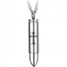 316L Titanium Stainless Steel Cross Bullet Pendant Necklace