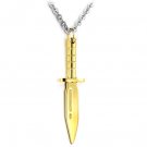 Stainless Steel Golden Dagger Knife Pendant Necklace Men's Rock/Punk