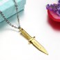 Stainless Steel Golden Dagger Knife Pendant Necklace Men's Rock/Punk