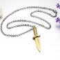 Stainless Steel Golden Dagger Knife Pendant Necklace Men's Rock/Punk