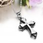 Two-Tone (Black & Silver) 316L Titanium Stainless Steel Cross Pendant Necklace Mens