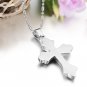 Two-Tone (Black & Silver) 316L Titanium Stainless Steel Cross Pendant Necklace Mens
