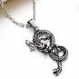 316L Titanium Stainless Steel Vintage Silver Dragon Pendant Necklace