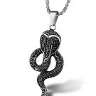 316L Titanium Stainless Steel Antique King Cobra Snake Pendant Necklace
