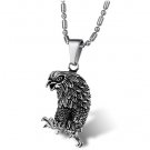 316L Titanium Stainless Steel Vintage Silver Eagle Hawk Pendant Necklace