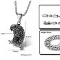 316L Titanium Stainless Steel Vintage Silver Eagle Hawk Pendant Necklace