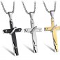 316L Titanium Stainless Steel Gothic Cross Amulet with Ring Pendant Necklace