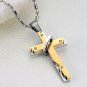 316L Titanium Stainless Steel Gothic Cross Amulet with Ring Pendant Necklace