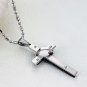 316L Titanium Stainless Steel Gothic Cross Amulet with Ring Pendant Necklace