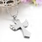 316L Titanium Stainless Steel Angel Wings Black Cross Pendant Necklace