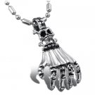 316L Titanium Stainless Steel Skeleton Hand Skull Pendant Necklace
