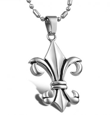 316L Titanium Stainless Steel Celtic Fleur de Lis Pendant Necklace