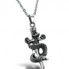 316L Titanium Stainless Steel Vintage Snake Cross Pendant Necklace