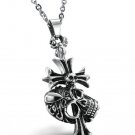 316L Titanium Stainless Steel Vintage Skull Cross Pendant Necklace