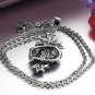 316L Titanium Stainless Steel Vintage Skull Cross Pendant Necklace