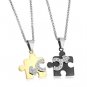 Set of Puzzle Jigsaw Sexual 2-Tone Sign Stainless Steel Couple Necklace