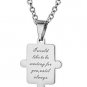 Set of Silver Titanium Stainless Steel Jigsaw Puzzle Love Letter Couple Necklace