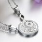 Set of Silver Music Treble Clef Notes Stainless Steel Love Couple Necklac