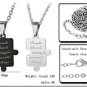 Set of Black & Silver Titanium Stainless Steel Jigsaw Puzzle Love Letter Couple