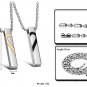 Set of Titanium Stainless Steel "Love is Believed" Heart Couple Pendant Necklace