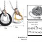 Set of Tri-Color Ring & Heart Stainless Steel Lover Couple Necklaces