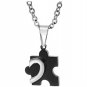 Set of Black Titanium Stainless Steel Combining Hearts Couple Necklaces
