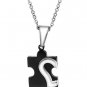 Set of Black Titanium Stainless Steel Combining Hearts Couple Necklaces