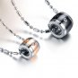 Set of LOVE FOREVER Rolling Titanium Stainless Steel Couple Pendant Necklace