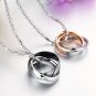 Set of Double Twisted Rings with Love Titanium Stainless Steel Couple Necklace
