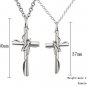 Set of Silver Titanium Stainless Steel Cross with Ring Lover Couple Necklaces