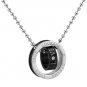 Set of Titanium Stainless Steel Double Link LOVE Ring with CZ Couple Necklace