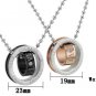 Set of Titanium Stainless Steel Double Link LOVE Ring with CZ Couple Necklace