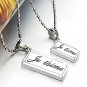 Set of Titanium Stainless Steel Rectangle "Je taime" Pendant Couple Necklace