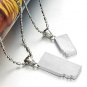 Set of Titanium Stainless Steel Rectangle "Je taime" Pendant Couple Necklace