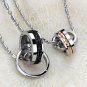 Set of Titanium Steel Black & Gold Rings "ETERNAL LOVE" Couple Lover Necklace