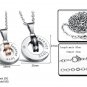 Set of Round Titanium Stainless Steel "forever love" Couple Lover Necklace