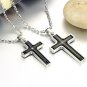 Set of Titanium Stainless Steel 360° Turnable Cross Couple Lover Necklace