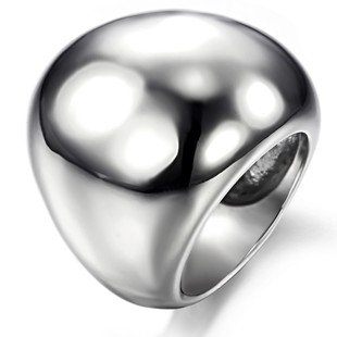 316L Stainless Steel Large Dome Big Round Ring Band, Unisex