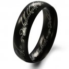 Mens Stainless Steel Ring Black "Lord of the Ring" LTOR Band 6mm